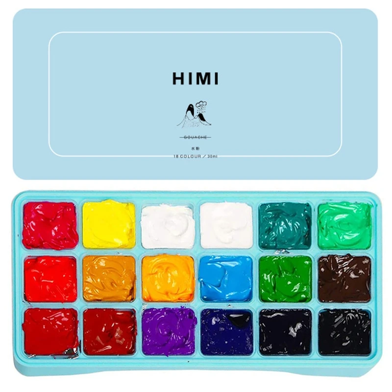 Набор краски для гуаши 18 ярких цветов Нетоксичная краска s с портативной палитрой
