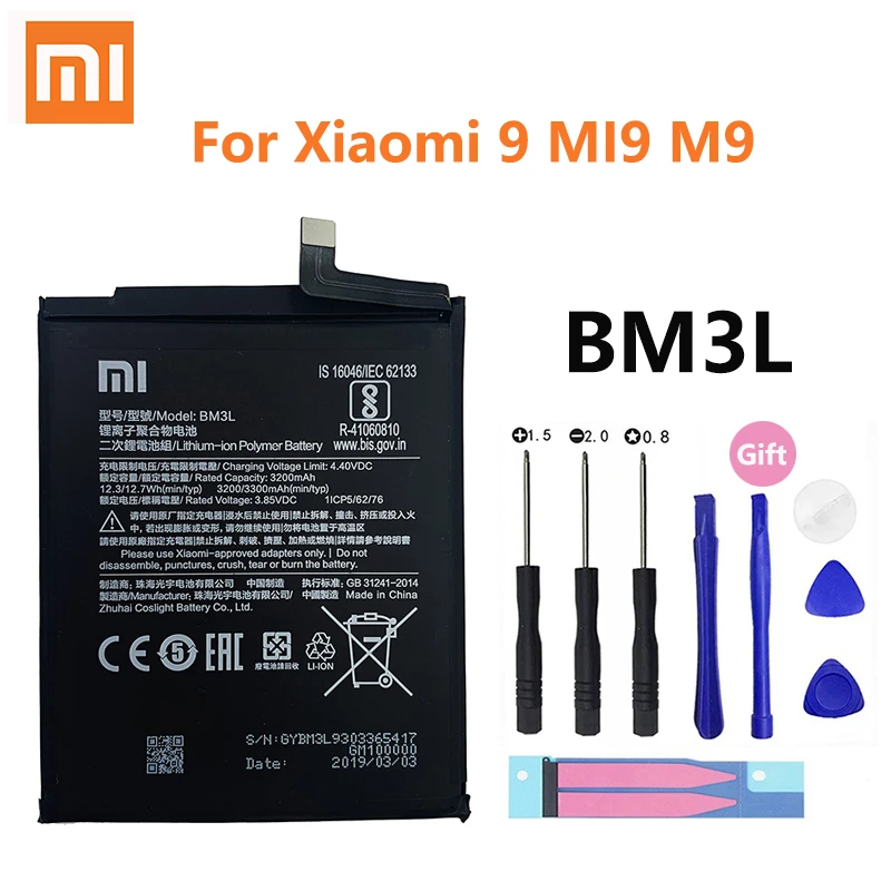 Оригинальный сменный аккумулятор Xiao mi для Xiaomi 9 MI9 M9 MI Xiaomi9 BM3L натуральная батарея