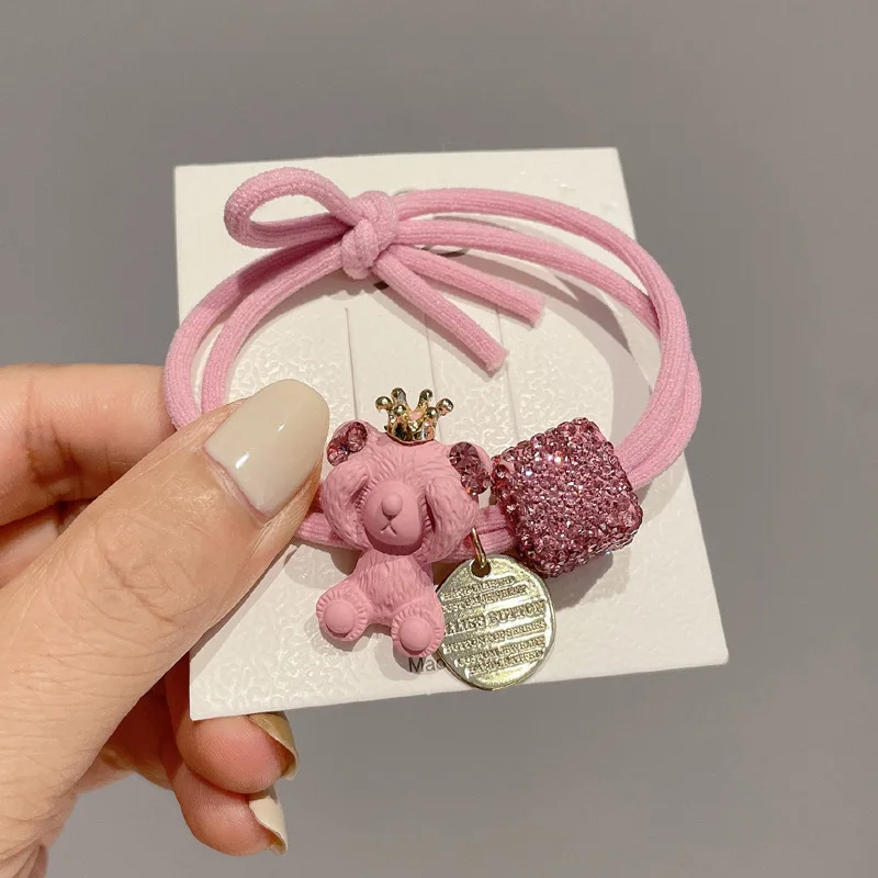 Корейский Новый стиль стразы кольцо для волос глаза закрытый медведь резинка