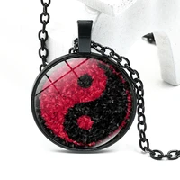 2020 new accessories yin yang rose 3 color retro necklace glass convex round pendant jewelry valentines day gift