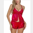 Сексуальная Женская кружевная Пижама S-2XL, женское удобное нижнее белье, ночная рубашка без рукавов, ночные комплекты, пижамные штаны