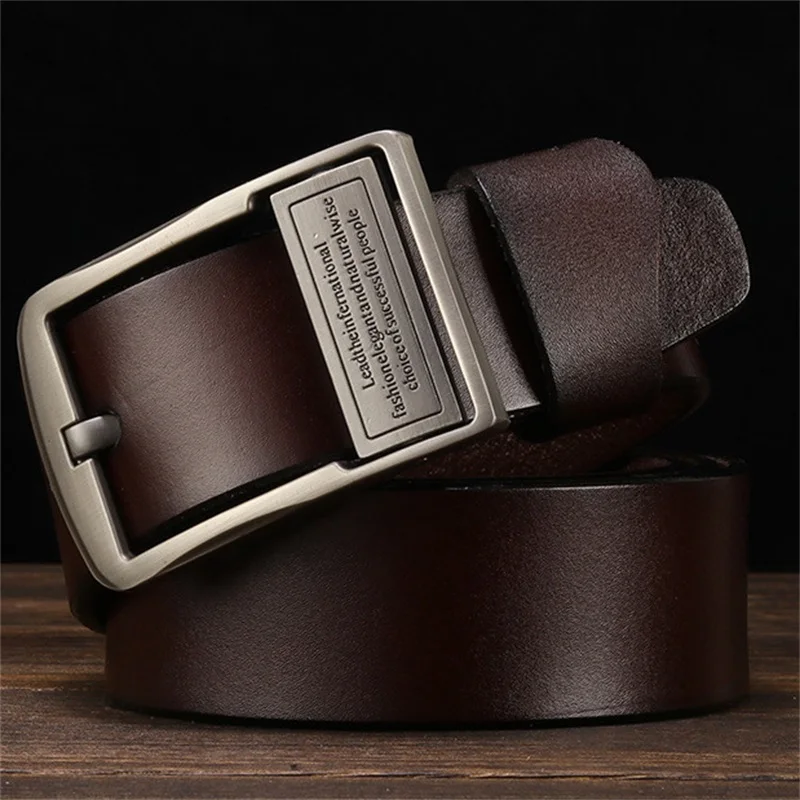 

High Quality Genuine Leather Luxury Strap Male Belts For Men New Fashion Classice Vintage Pin Buckle Cow Jeans Men Belt