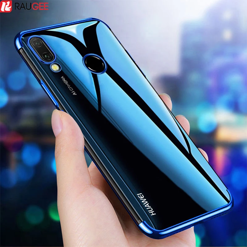 Силиконовый чехол для Huawei Y7 Prime 2019 противоударный роскошный бампер прозрачный