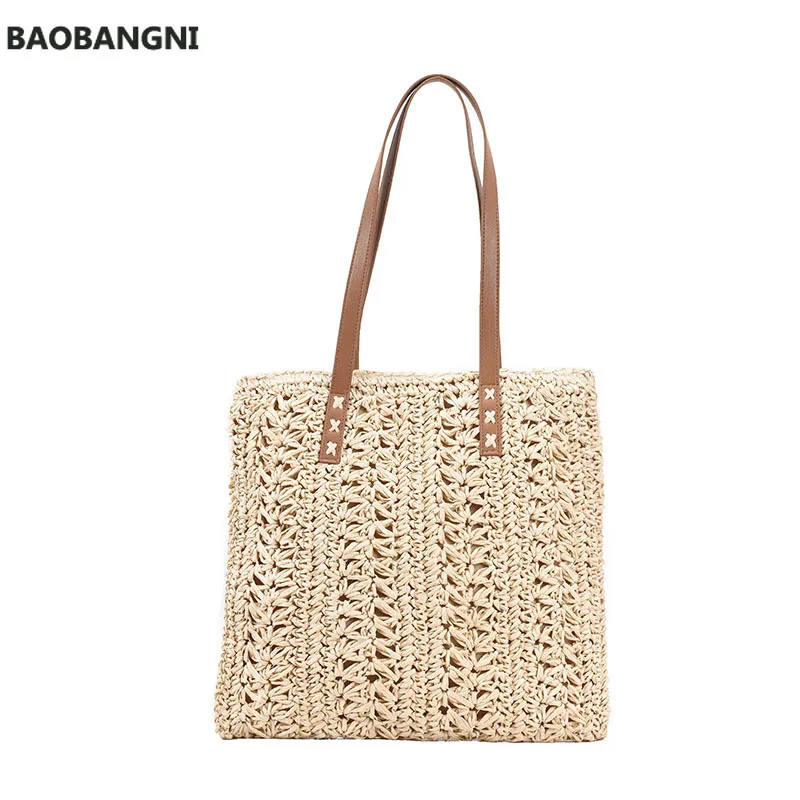 

High Capacity Large Summer Beach Straw Bags Simple Fashion Travel Ladies Shoulder Handbags And Purses