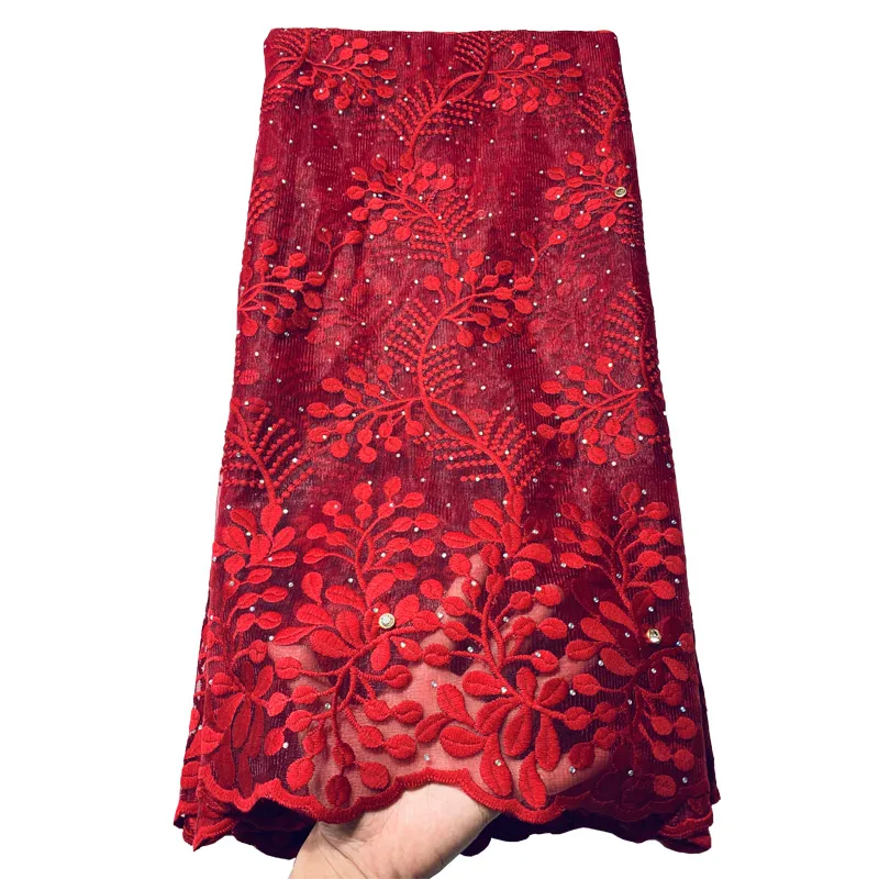 

African Net Lace Fabric High Quality French Mesh Lace Fabric With Stones Nigerian Tulle Lace Fabric For Wedding f200327