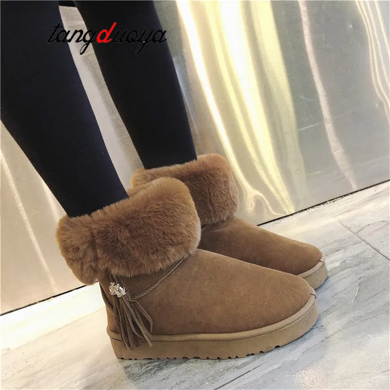 2019 обувь теплые зимние ботинки на толстой подошве Женская водонепроницаемая