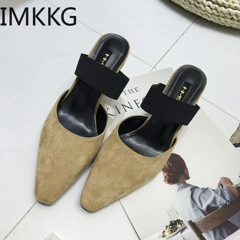 Летние женские тапочки модные босоножки на высоком каблуке мюли сандалии