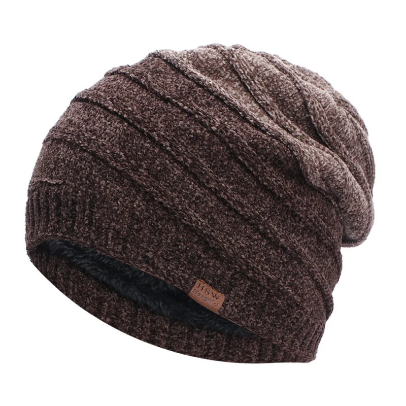 Зимние шапочки облегающие шапки теплая Повседневная шапка с напуском вязаная