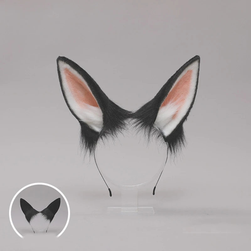 

Lolita Plush Hair Hoop Rabbit Ears Headwear Furry Hairband Cute Headpiece Anime Kitty Fancy Dress Cosplay Accessories
