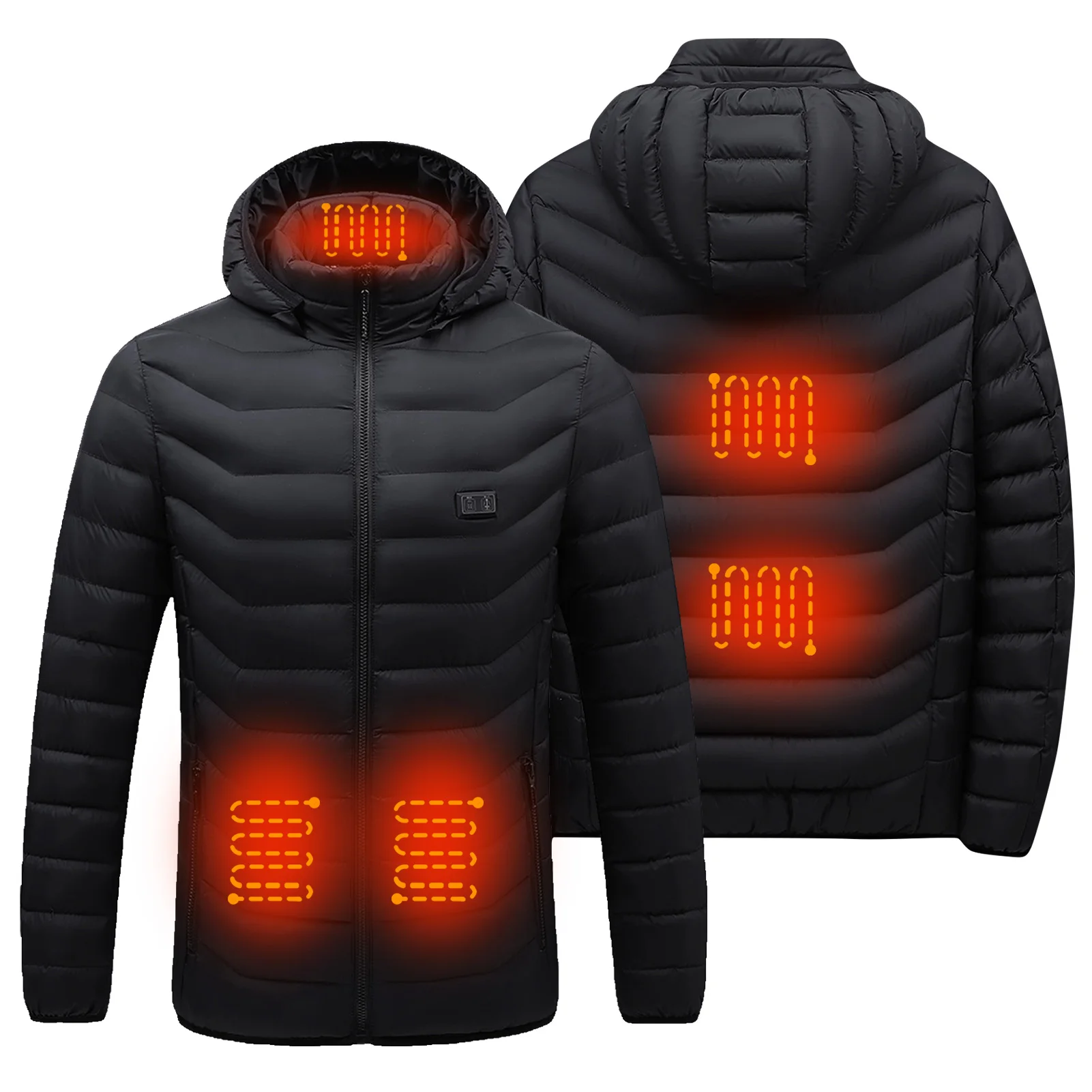 

Новинка, мужские зимние теплые куртки с подогревом, USB съемный капюшон, Водонепроницаемые электрические теплые куртки, зимнее пальто