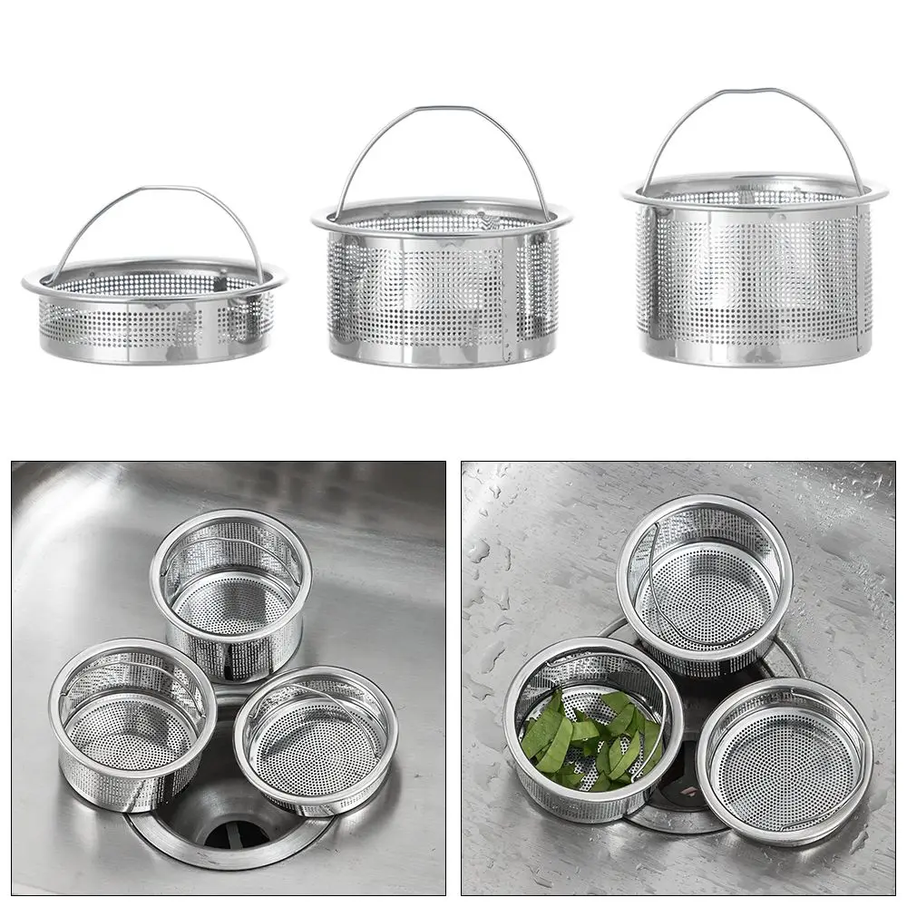 

Upgrade Waste Drainer Stainless Steel Cleaning Stuff Cover Food Hair Stopper Plug Filter Basket Sink Strainer Colander
