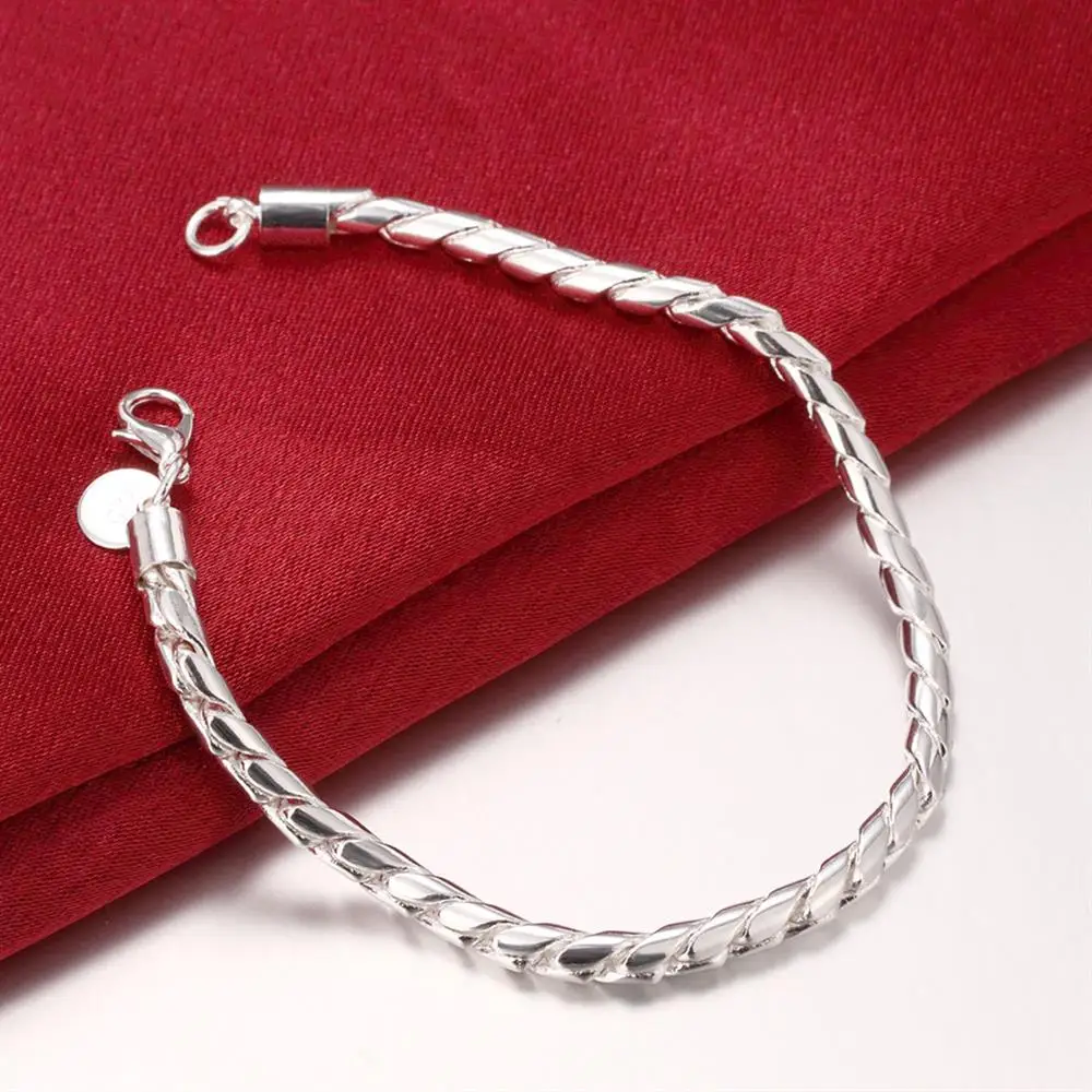 

925 Sterling Silver 4MM Snake Chain Bracelet For Women Luxury Designer Fine Jewelry Wholesale Offers With Free Shipping GaaBou