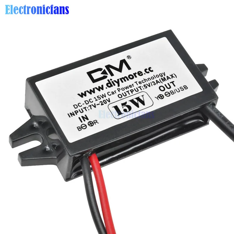 Водонепроницаемый DC-DC 12V to 5V 3A Micro USB преобразователь понижающий модуль питания DC/DC