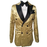 real photo gold mens evening dress toast suits handsome groom tuxedos work business clothes only jacket ok054