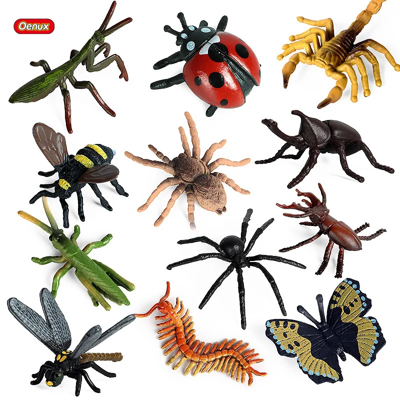 

Oenux Mini Insect Animals Model Butterfly Spider Bee Mantis Scorpion Action Figures Figurine Miniature Baby Educational Kid Toy