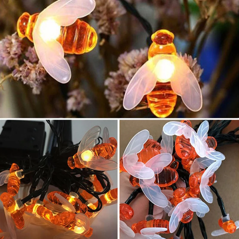 

LED Solar lamp Bee String Lights Outdoor Solar Power LEDs Strings Waterproof Decors Lamp Garden Christmas Holiday Decor Outdoor
