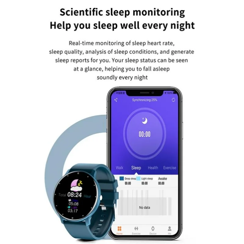 Smart Watch Heart Rate Blood Pressure Monitor Weather Forecast IP67 Men's and Women's Watch Fitness Smart Watch Sports Health