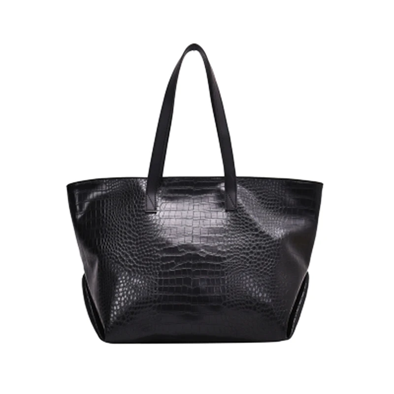 Сумка из искусственной кожи однотонная короткая серая черная большая