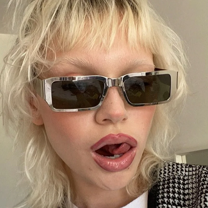 

2021 Trends American Style Women's Sunglasses Fashion Steel Skin Square Sun Glasses Vintage Luxury Designer Men Driving Glasses　