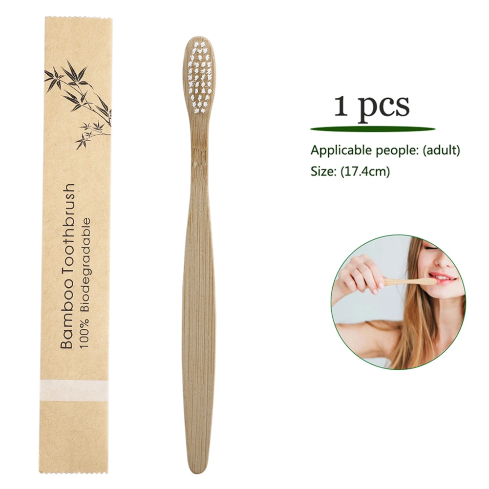 Радужная цветная бамбуковая зубная щетка с твердой щетиной биоразлагаемая