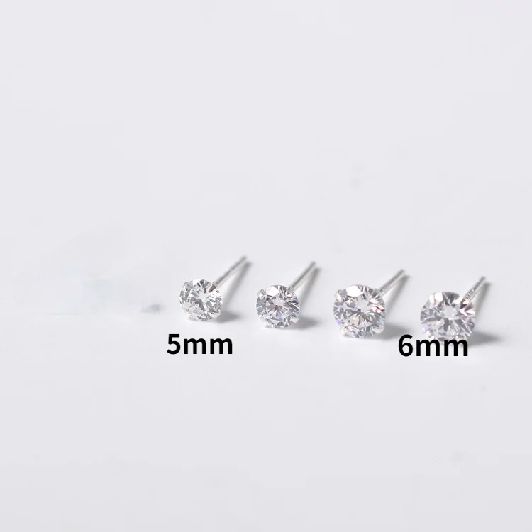 

Fashion Simple Four Claw Crystal Stud Earrings Elegant Women Inlay Zircon Silver Color Earrings Charm Women Cocktail Jewelry