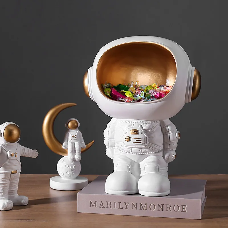 

Modern Creative Astronaut Storage Box Resin Ornaments Home Livingroom Table Figurines Crafts Office Desktop Spaceman Decoration