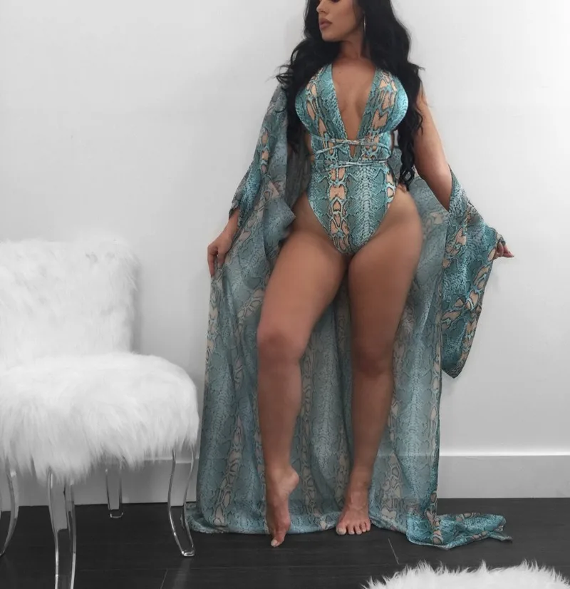 Новинка 2020 бикини цельный сексуальный купальник для женщин с принтом Цельный +