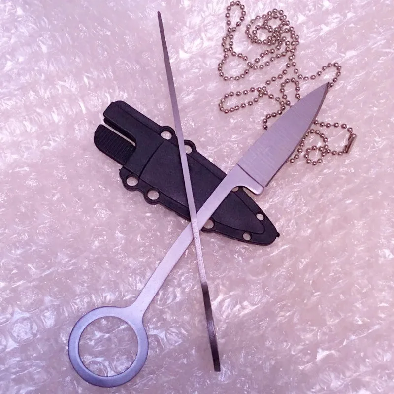 

Dropship EDC Necklace Knife Outdoor Camping Survival Knife 5cr13mov Steel Fixed Blade Knife With kydex Scabbard