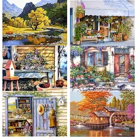 5d diy diamond painting autumn scenery cross stitch houses diamond embroidery full square round drill home decor manual art gift