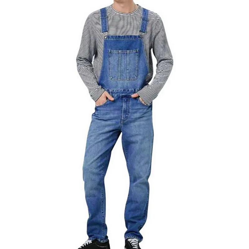 

2021 Men Denim Pant Overall One Piece Full Length Ripped Jeans Jumpsuits Men Slim Casual Jeans Overalls Pant Pantalon