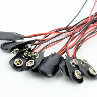 10 pcs snap 9v 9 volt battery clip connector i type black w cable black