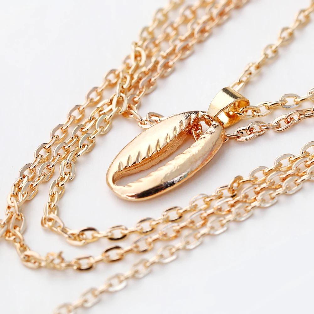 XIYANIKE многослойное ожерелье из натуральной раковины золотая цепочка для свитера