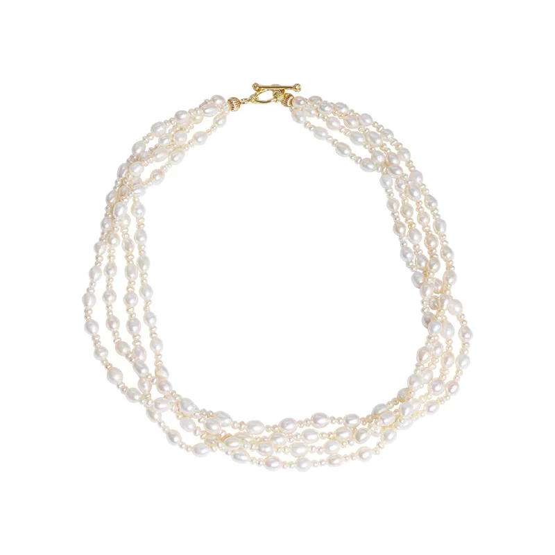 

Vintage and elegant freshwater pearl multilayer necklace 210326-22