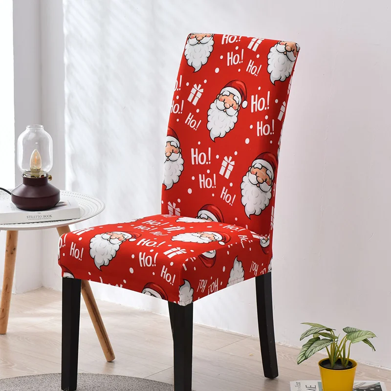 

2021 New Christmas Chair Covers Santa Printed Elastic Stretch Dining Chairs Chair Slipcover Kitchen Seat Cover Home Decor