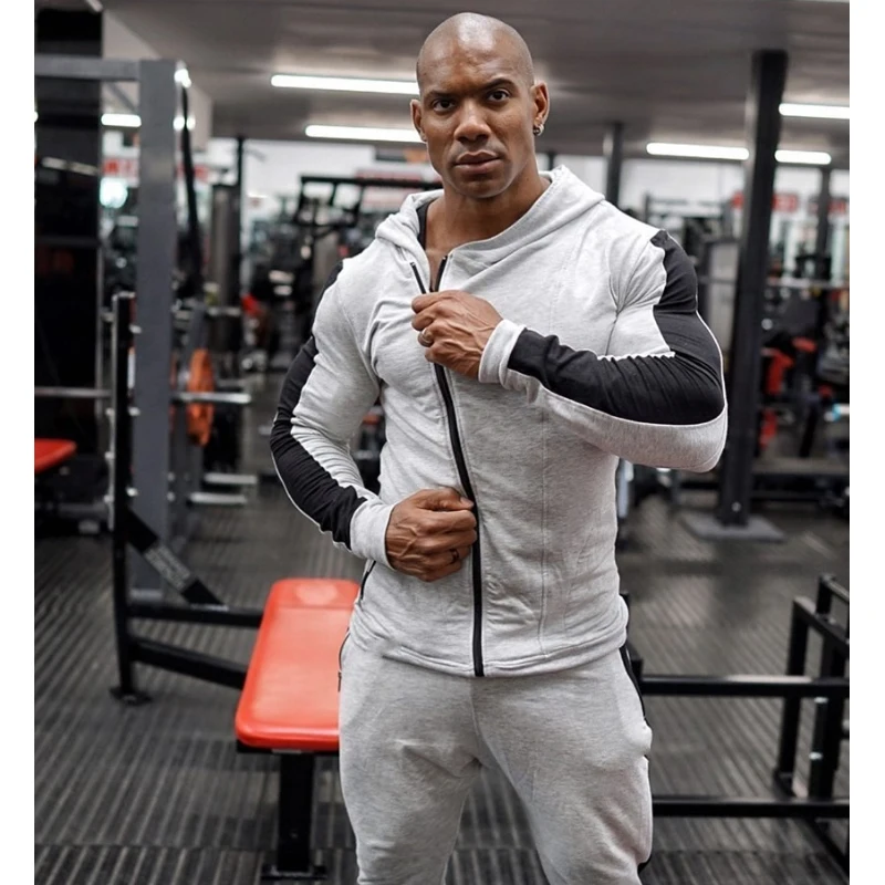 Мужские спортивные костюмы для бега бодибилдинга толстовки + штаны мужские