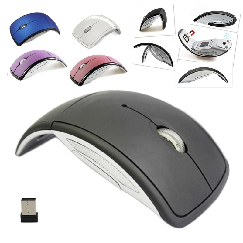 

1pc New Ultra Thin 2.4 GHz Foldable Wireless Bluetooth Non-Slip Mouse With Mini USB Receiver For PC Laptop Notebook Tablet Pad