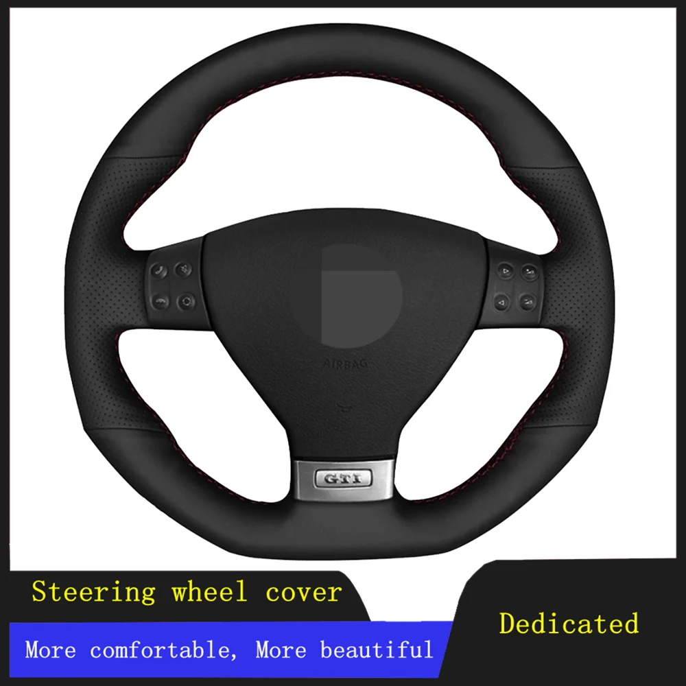 

Car Steering Wheel Cover Braid Wearable Genuine Leather For Volkswagen Golf 5 Mk5 GTI VW Golf 5 R32 Passat R GT 2005