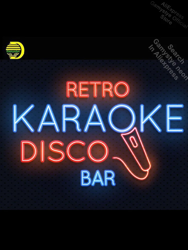 

Retro disco karaoke bar Neon Light Sign Beer Bar Pub Neon Sign Glass Bright Color Personalized Custom Windows Garage Wall Sign