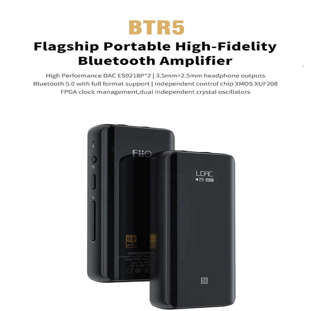 Новый портативный Bluetooth усилитель для наушников FiiO BTR5 CSR8675 AptX HD LDAC USB DAC AAC iPhone iOS