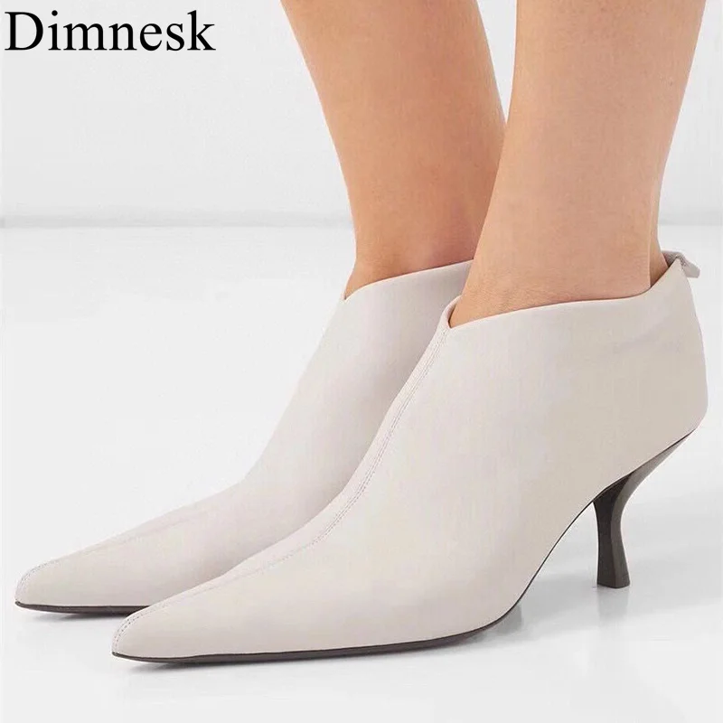 

Kitten Heel Chelsea Boots Women Pointed Toe Nude Real Leather Ankle Botas Autumn Comfort Short Boots Runway Shoes 2021 Female