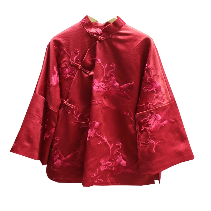 Chinese traditional jackets shirts embroidery new year red costumes | Тематическая одежда и униформа