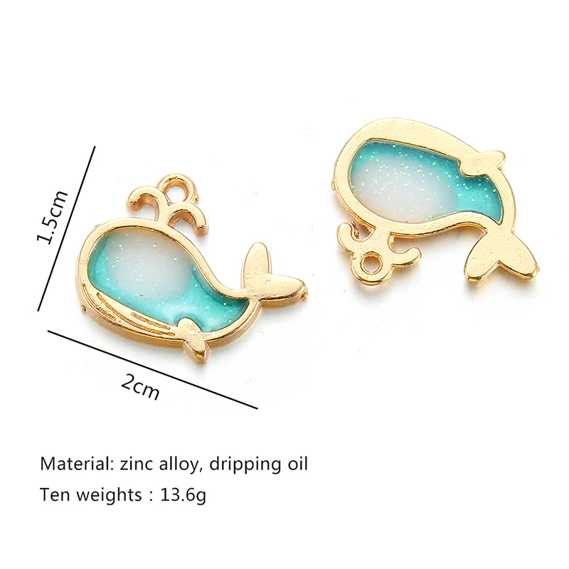 

10Pcs Popular Colorful Whale Zinc Alloy Enamel Charm Animal Pendant For DIY Jewelry Making Necklace Bracelet