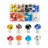 72pcs 16mm lampwork mushroom beads mixed color handmade glass charms pendants for jewelry making diy bracelet necklace crafts