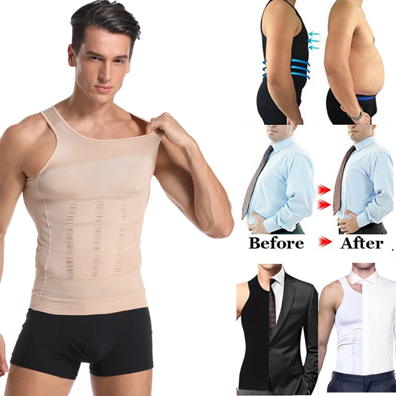 

Be-In-Shape Men's Slimming Vest Body Shaper Corrective Posture Belly Control Compression Shirt Loss Weight Underwear Corset