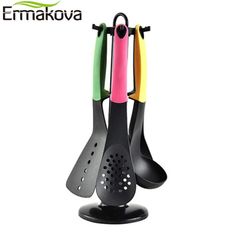 

Набор кухонной утвари ERMAKOVA, нейлоновая термостойкая антипригарная, с вращающейся подставкой для хранения, 7 предметов