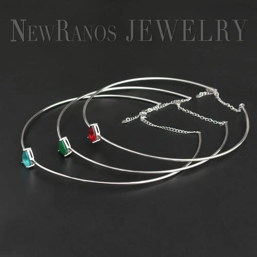 Ожерелье чокер Newranos с натуральными полудрагоценными камнями в форме капли