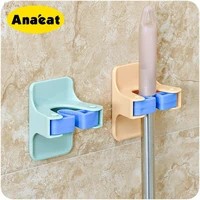 anaeat 1pc wall mounted mop rack hook bathroom mop sticky hanger clip mop shelf holder home kitchen organizer storage racks
