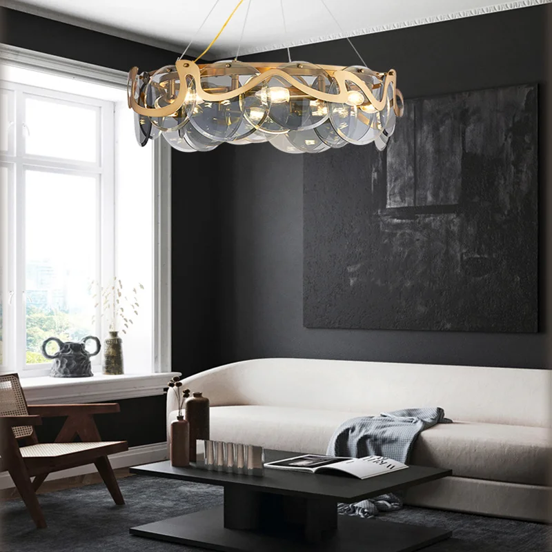 Postmodern chandelier light luxury living room simple glass bedroom dining Nordic creative personality bar crystal li | Лампы и