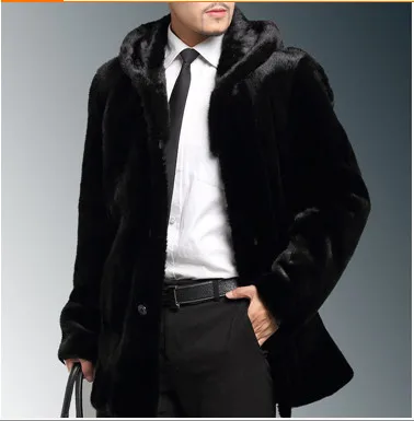 2019 6XL с капюшоном меховое деловое Формальное мужское Норковое Пальто офисное