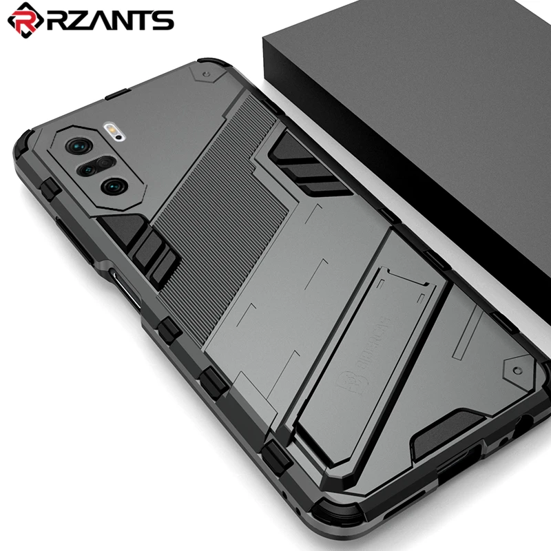 

Rzants For Xiaomi POCO F3 Redmi K40 Pro MI 11i Stand Case Built in Stand Shockproof Bracket Hard Cover Small Hole